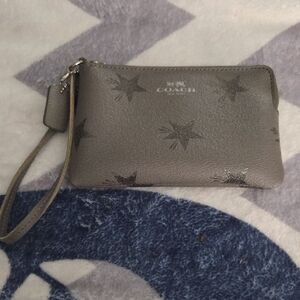 Coach Metallic Gray Star Wristlet